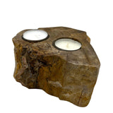 Double Candle Holder - Petrified Wood - SHAMTAM.COM