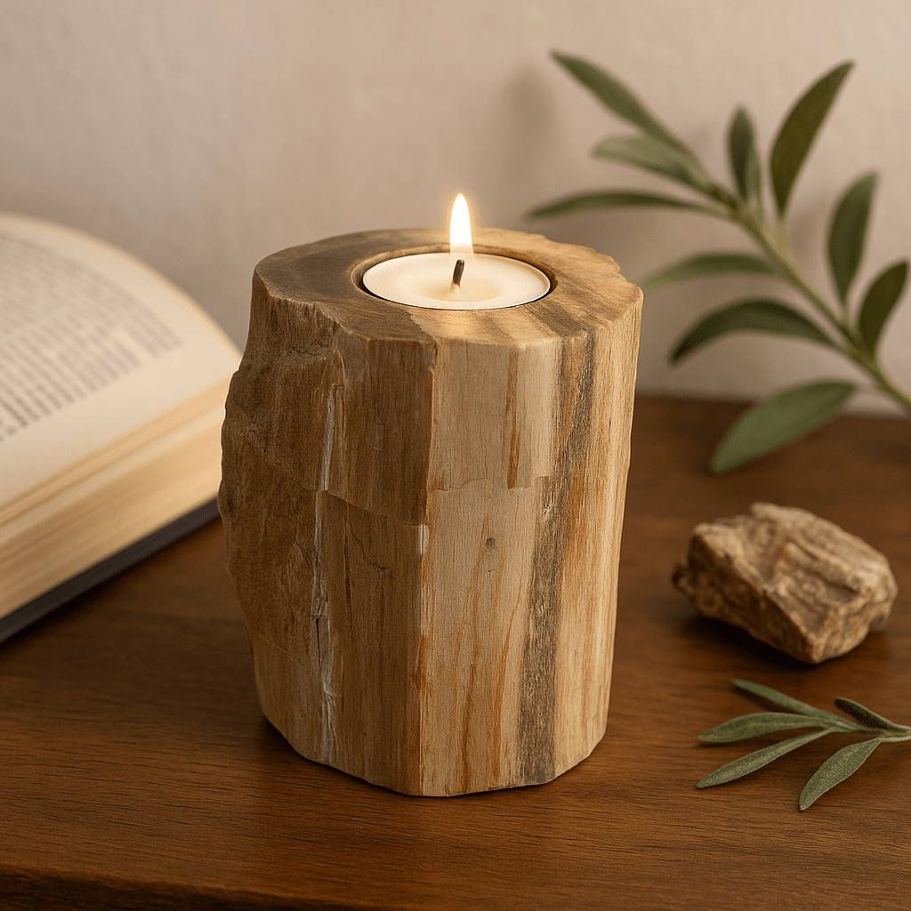 Petrified Wood Tealight Candle Holder - SHAMTAM.COM