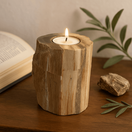 Petrified Wood Tealight Candle Holder - SHAMTAM.COM