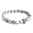 Grey Agate Bracelet Pewter Skull Gemstones Crystals - SHAMTAM.COM