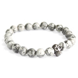 Grey Agate Bracelet Pewter Skull Gemstones Crystals - SHAMTAM.COM