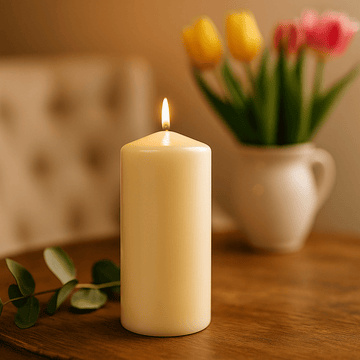 Pilarenkaars Ivoor 60x120mm 38 Uur Brandduur — Set van 6