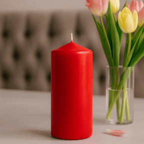 Pillar Candle Red 80x200mm 90 - Hour Burn - SHAMTAM.COM