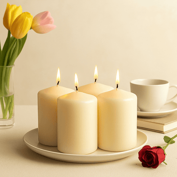 Pillar Candles Set of 4 Ivory 40x60mm