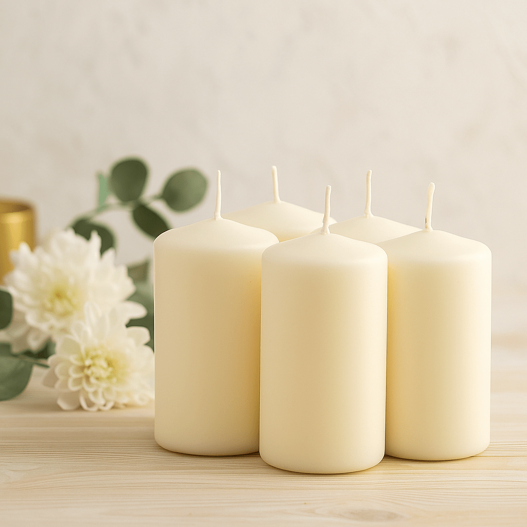 Pillar Candles Set of 4 Ivory 40x80mm 9 - Hour - SHAMTAM.COM
