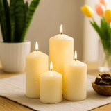Pillar Candles Set of 4 Ivory 50mm - SHAMTAM.COM