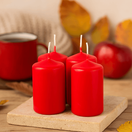 Pillar Candles Set of 4 Red 40x60mm - SHAMTAM.COM