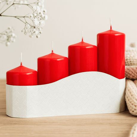 Pillar Candles Set of 4 Red Assorted Heights - SHAMTAM.COM