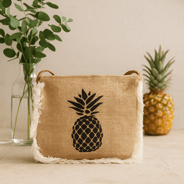 Bolso con flecos y estampado de piña