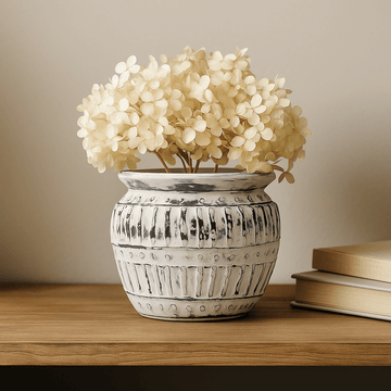 Maceta de arcilla griega crema 12 cm  