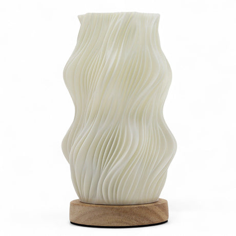 Pleated Table Lamp USB‑C 3‑Level Dimmable Wood Base - SHAMTAM.COM