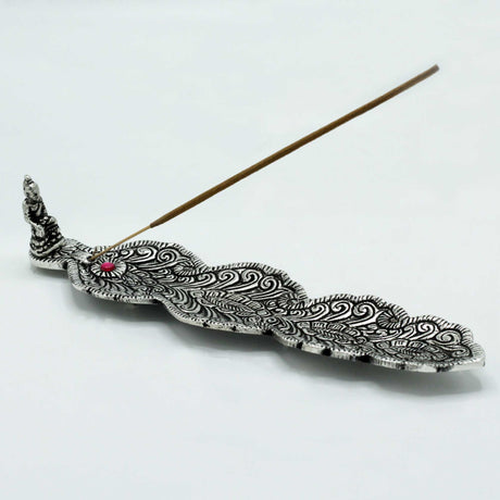 Polished Aluminium Buddha Long Incense Holder 20cm - SHAMTAM.COM