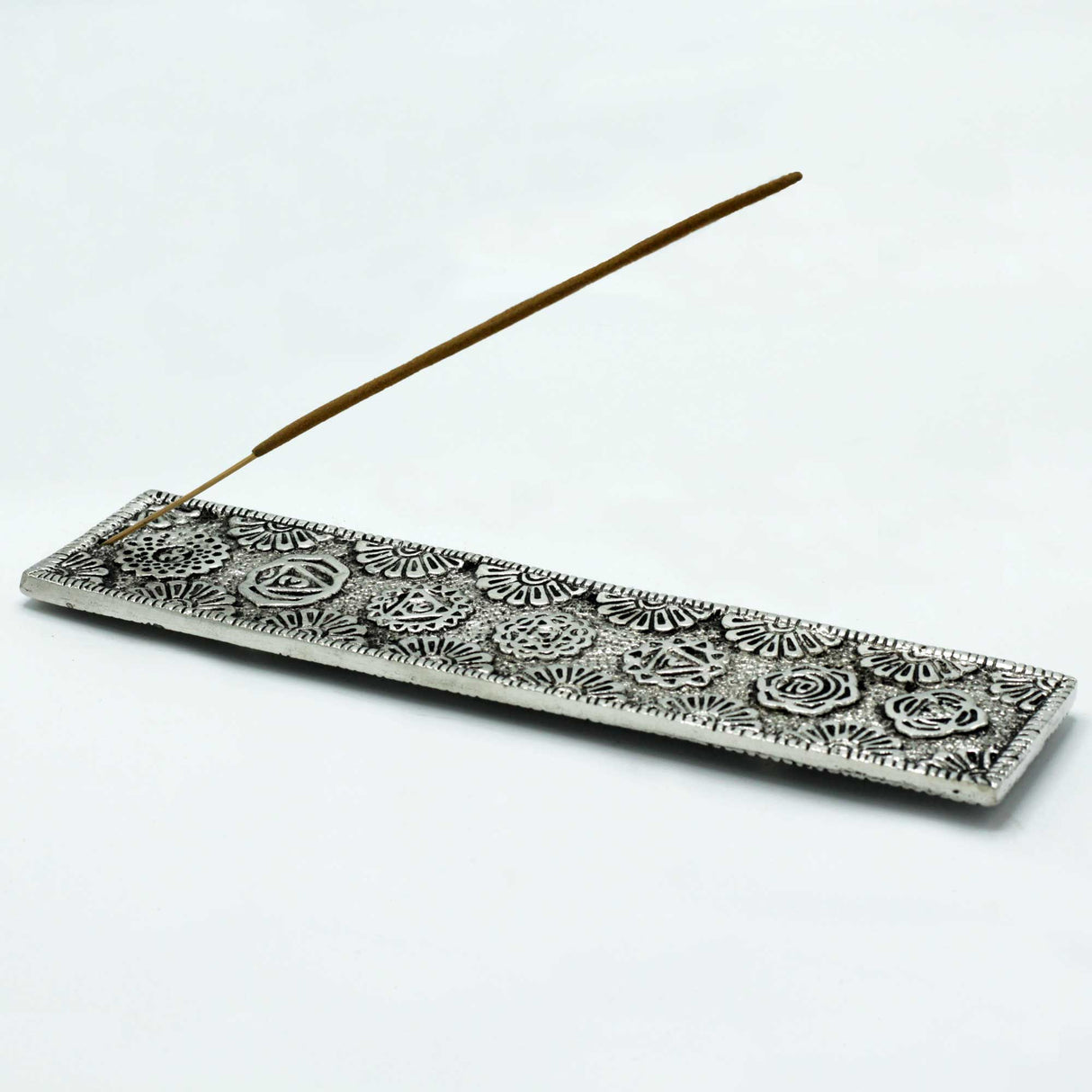 Polished Aluminium Chakra Long Incense Holder 23cm - SHAMTAM.COM