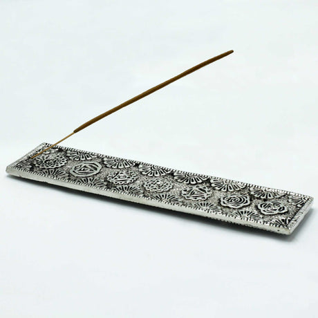 Polished Aluminium Chakra Long Incense Holder 23cm - SHAMTAM.COM