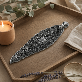 Polished Aluminium Elephant Long Incense Holder 20cm — styled in a warm, naturally lit interior