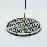 Polished Aluminium Flower of Life Incense Holder 11cm - SHAMTAM.COM