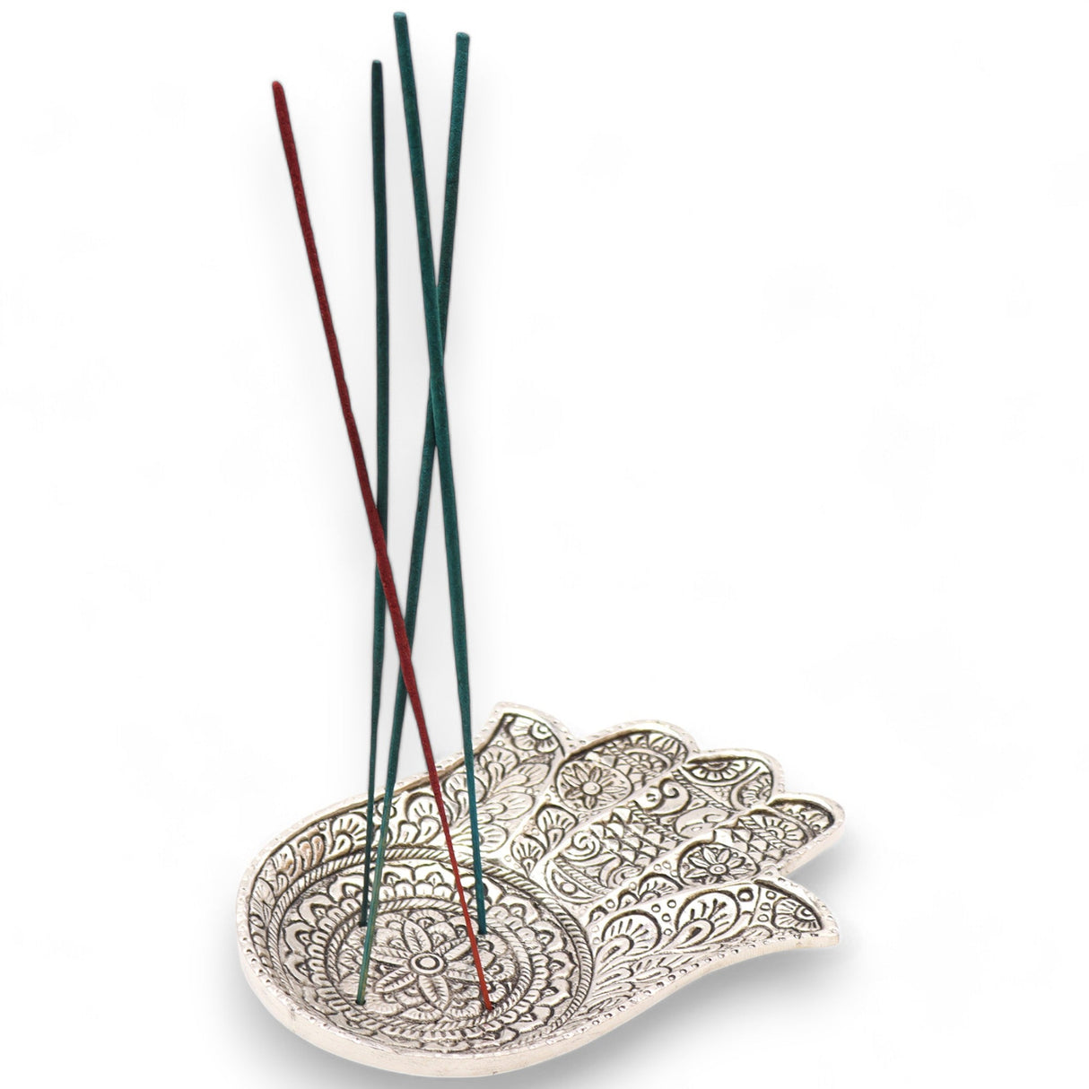 Polished Aluminium Lrg Hamsa Incense Holder - SHAMTAM.COM