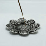 Polished Aluminium Tibetan Symbols Incense Holder 12cm - SHAMTAM.COM