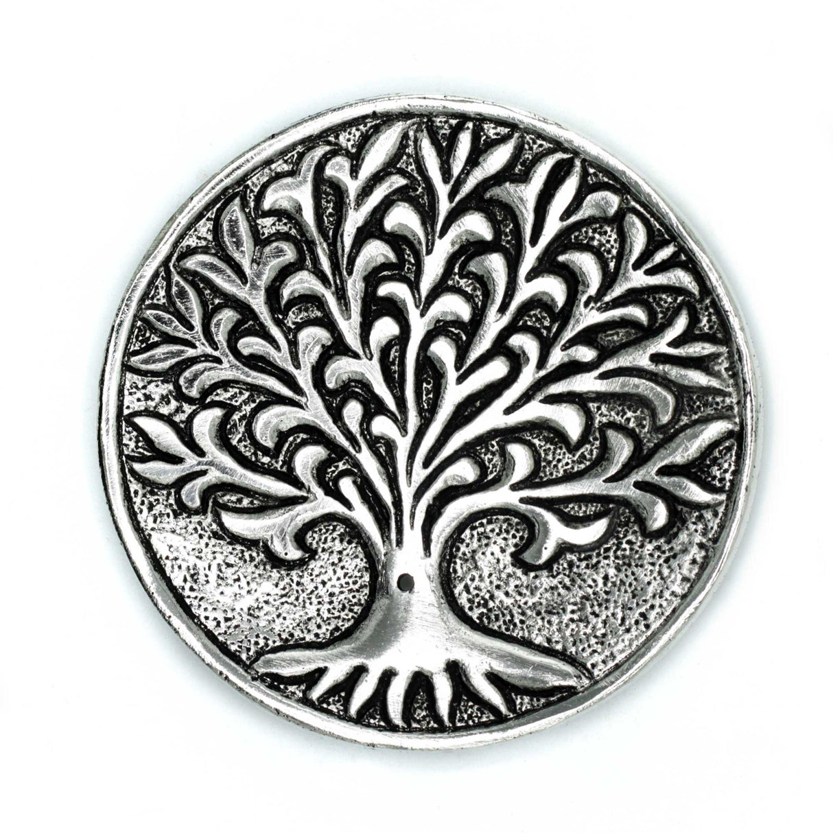 Polished Aluminium Tree of Life Incense Holder 10cm - SHAMTAM.COM