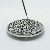 Polished Aluminium Tree of Life Incense Holder 10cm - SHAMTAM.COM