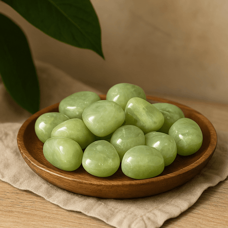 Prehnite Tumbled Stones 24 Pack Large A - Grade - SHAMTAM.COM