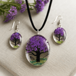 Pressed Flower Jewelry 3 - Piece Tree of Life Lavender - SHAMTAM.COM