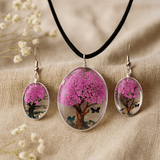 Pressed Flower Necklace Earrings 2 - Piece, Tree of Life - SHAMTAM.COM