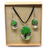 Pressed Flowers Jewelry - Tree of Life set - Green - SHAMTAM.COM