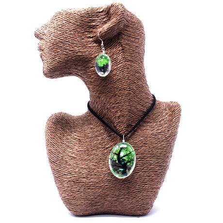 Pressed Flowers Jewelry - Tree of Life set - Green - SHAMTAM.COM