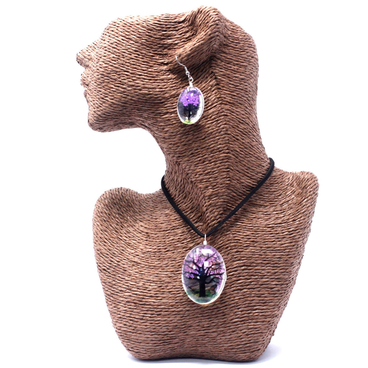 Pressed Flowers Jewelry - Tree of Life set - Lavender - SHAMTAM.COM