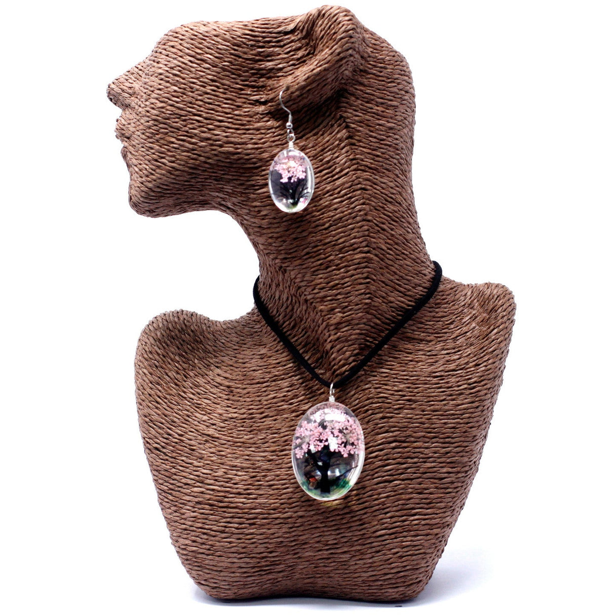 Pressed Flowers Jewelry - Tree of Life set - Pink - SHAMTAM.COM