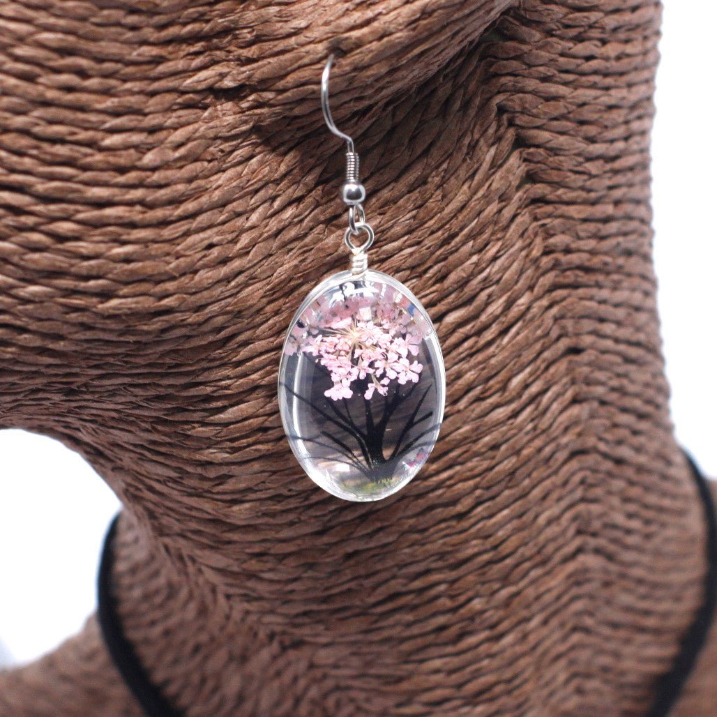 Pressed Flowers Jewelry - Tree of Life set - Pink - SHAMTAM.COM