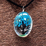 Pressed Flowers Jewelry - Tree of Life set - Teal - SHAMTAM.COM