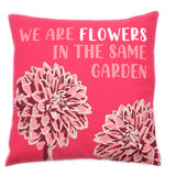 Printed Cotton Cushion Cover - We are Flowers - Olive, Pink and Natural - SHAMTAM.COM