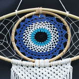 Dreamcatcher - Lrg Macrame Evil Eye Blue/White/Black - SHAMTAM.COM