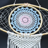 Dreamcatcher - Lrg Macrame Evil Eye White/ Blue/Grey - SHAMTAM.COM