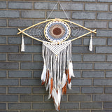 Macrame Dreamcatcher - Evil Eye White/ Grey/Brown - SHAMTAM.COM