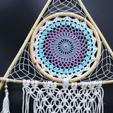 Dreamcatcher - Lrg Macrame Pyramid White/Turquoise - SHAMTAM.COM