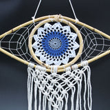 Dreamcatcher - Med Macrame Evil Eye White/ Blue/Grey - SHAMTAM.COM