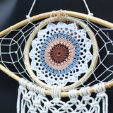 Dreamcatcher - Med Macrame Evil Eye White/ Grey/Brown - SHAMTAM.COM