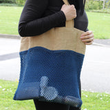 Pure Soft Jute and Cotton Tote Bag - Black - SHAMTAM.COM