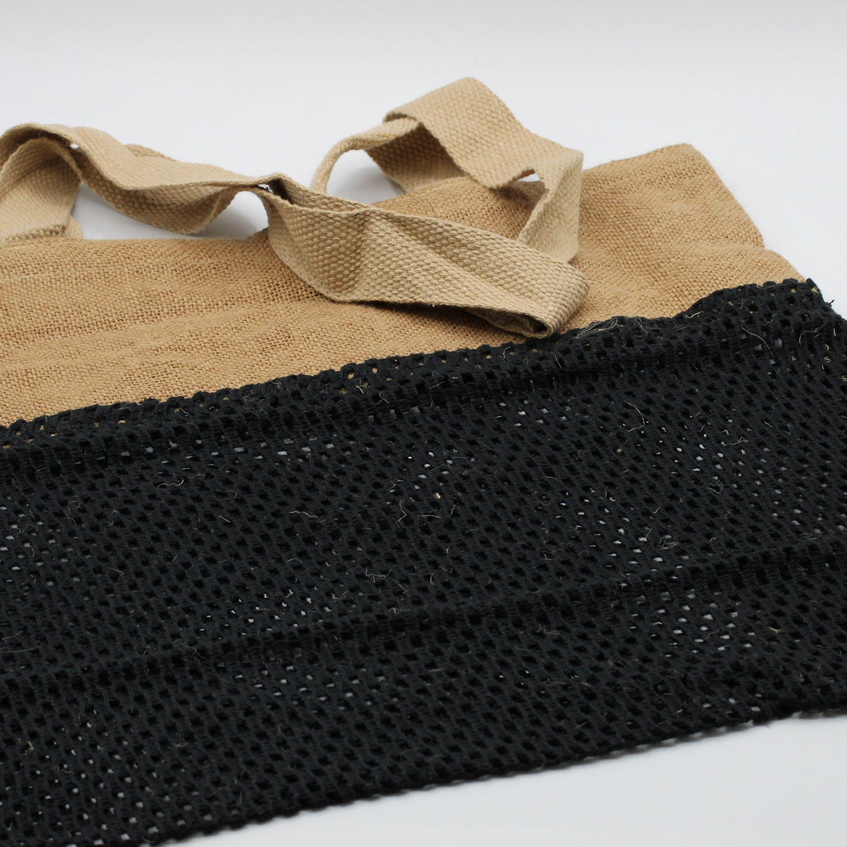 Pure Soft Jute and Cotton Tote Bag - Black - SHAMTAM.COM