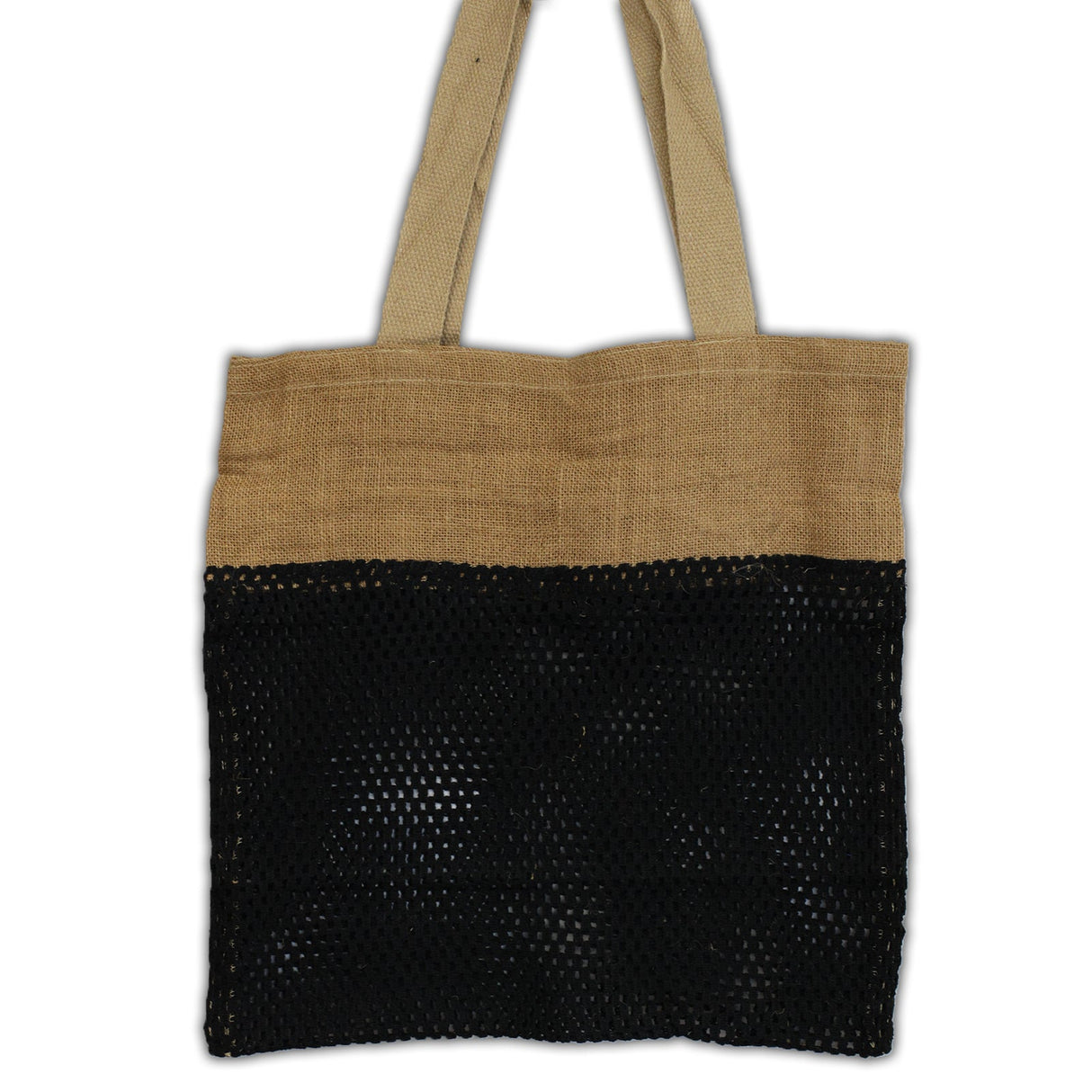 Pure Soft Jute and Cotton Tote Bag - Black - SHAMTAM.COM