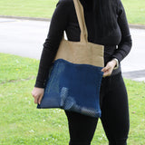 Pure Soft Jute and Cotton Tote Bag - Denim - SHAMTAM.COM