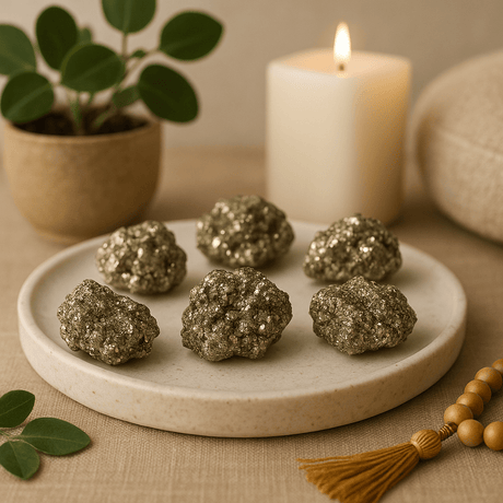 Pyrite Crystal Clusters Peruvian 6 Pieces 35 - 50mm - SHAMTAM.COM