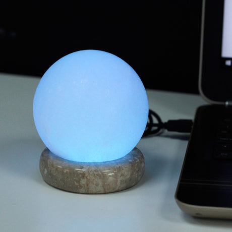 Himalayan Salt Lamp - USB White Ball Multicolor 9 cm - SHAMTAM.COM