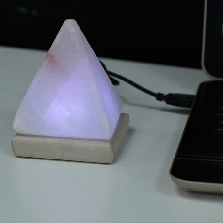 Himalayan Salt Lamp - USB White Pyramid Multicolor 9 cm - SHAMTAM.COM