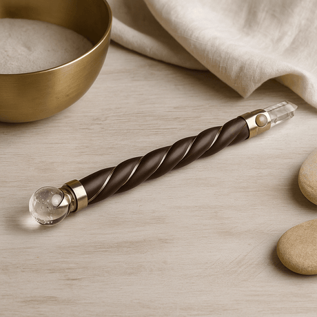 Quartz Crystal Healing Wand Twisted Wood - SHAMTAM.COM