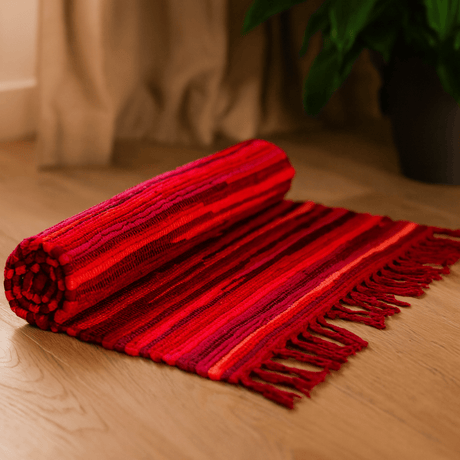 Rag Rug 150x90cm, Shocking Pink - SHAMTAM.COM