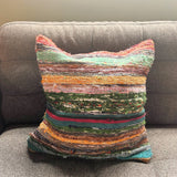 Handcrafted Rag Rug Cushion Covers - Charcoal Grey Striped Decorative Pillow - SHAMTAM.COM
